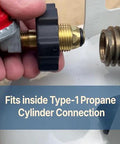 Hand connecting adjustable LPG regulator for BBQ grills to propane tank