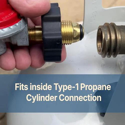 Hand connecting adjustable LPG regulator for BBQ grills to propane tank