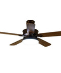 Top Shelf Nordic Wood Ceiling Fan Chandelier With Remote Control Three Color Temperature Adjustable Led Lights Sleek Crystal Shade Plus Smooth Home Refresh in brown finish with clear light.