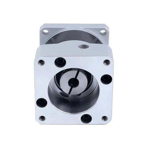 Front view of MGL Series Planetary Gearbox for Nema 23 Stepper Motors Beefy 4 to 1 Gear Ratio with 30 Arcmin Backlash, metal casing.
