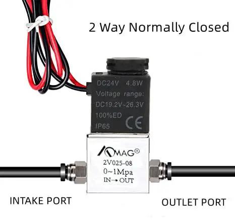 One Quarter Inch DC Twenty Four Volt Two Way Normally Closed Pneumatic Aluminum Solenoid Valve For Air Gas Water And Liquids