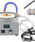 Adjustable Wet Bench Sander Equipped With Heavy Duty Diamond Grinding Discs And Smart Water Cooling For Effortless Metal Sharpening And Jade Polishing That Runs Like A Dream On Any Tough Project with digital display and accessories.