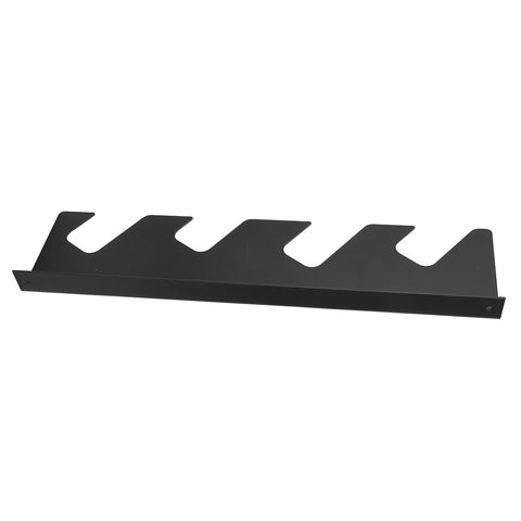 Top Shelf Heavy Iron Shovel And Rake Holder Wall Mounted Shed Tool Rack Rust Proof Open Design, black iron tool rack for organizing gear.