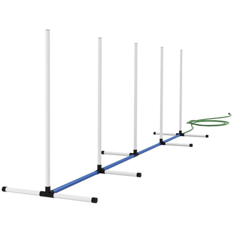 Pet Agility Training 2-Piece Set With Weave Pole, 32.8-Foot Water Spray Hose, Training Stand, Easy Setup on flat surface