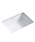 18.3 Inch Rectangular Undermount Bathroom Sink White Ceramic Porcelain With Overflow, showing seamless design and clean lines