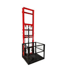 Badass Heavy Duty Electric Freight Elevator, Steel Guide Rail Lift Platform, 500 Kg Vertical Hauler in red and black design.