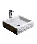 Premium Above Counter Vessel Sink For Modern Bathroom Vanity Slick Ceramic Washbasin Heavy Duty Build Easy Install shown from side view