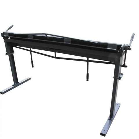 72 Inch Sheet Metal Brake For 22 Gauge Mild Steel, Adjustable 0 To 120 Degrees, Heavy Duty Metal Bender, side view on stand