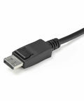 Plug And Play Dual Port DisplayPort KVM Switch With Integrated Cables And Reliable USB Console connector showing locking mechanism.