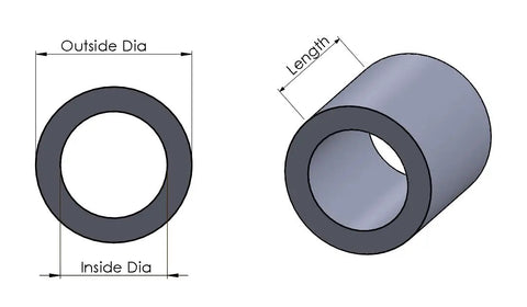 Heavy Duty Black Anodized Aluminum Round Spacer Tube Unthreaded Standoff 5/8 Inch Outer Diameter 5/16 Inch Inner Fits M8 Hardware Built Legit Top Shelf 100 Pack