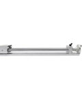 Side view of Boss Grade Linear Sliding Table for CNC machines, featuring an aluminum alloy linear rail and manual cross slide.