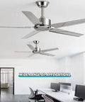 Large 127Cm Remote Control Ceiling Fan With Five Noiseless Blades And Rustproof Steel Build in modern office setting.