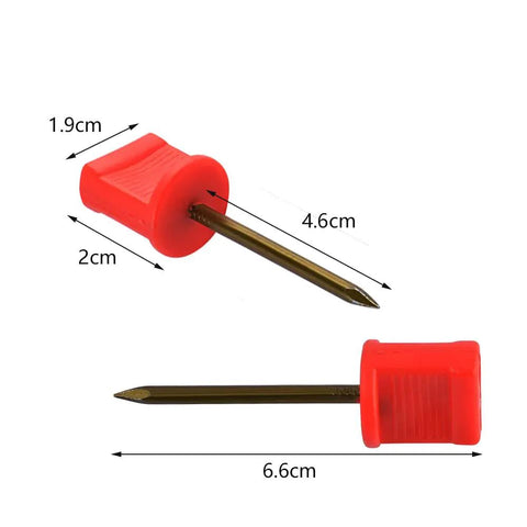 20Pack Archery Target Pins Heavy Duty Manganese Steel Nails With Plastic Heads, 2.59 Inch Length, Red, Side View