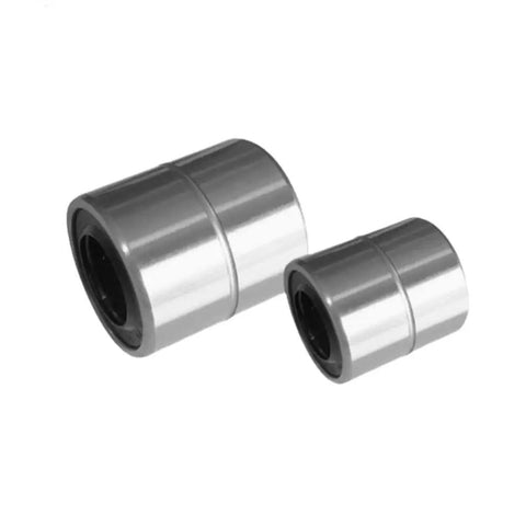 Beefy High Strength Linear Motion Bearing 25mm x 40mm x 45mm LM Series Standard Linear Bushing For CNC Routers And 3D Printers With Ultra Smooth Motion And Hardened Chrome Bearing Steel, shown in two sizes