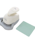 Round Corner Punch Lever Action 5/8 Inch For Paper Crafting And Scrapbooking shown with punched card