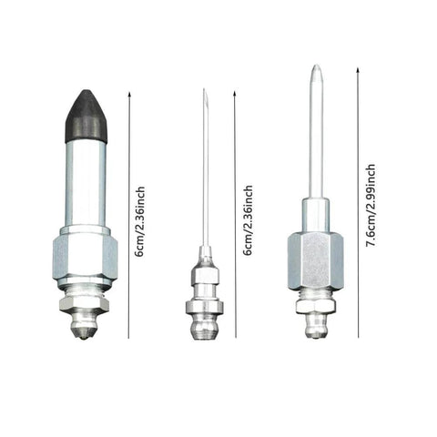 Pro Grade Grease Gun Needle Tip Kit 7 Piece Set With 5 Needle Nozzles, 1 Needle Dispenser, And 1 Rubber Nipple Adapter For Tight Spaces