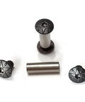 12 Sets Slick Black Five Pointed Star Chicago Screws Premium Stainless Steel 303 Beast Mode Hardware For Tactical Knives And Rugged Camp Gear 5mm X 17mm in display, showing star tops and stainless steel rod