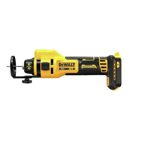 Side view of 20V Max XR Brushless Drywall Cutout Tool Tool Only No Wrench Bit Changes LED Light 26,000 RPM for Fast Smooth Cuts Ideal For Pro DIYers And Renovations Built For Long-Lasting Tough Jobs DCE555B