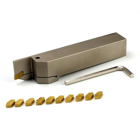 1x1 Inch Shank Built Tough Heavy Duty Indexable Lathe Grooving Parting Cut Off Holder With 10 GTN 4 QC1404 Carbide Inserts QA16R 40