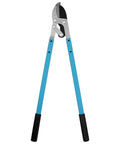 Heavy Duty Compound Action Anvil Lopper With Aluminum Handle 28 Inch Reach, blue aluminum handles, designed for cutting thick branches.