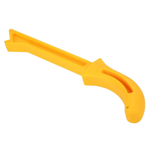 Wood Push Stick With Ergonomic Handle For Table Saw Router Shaper Jointer Pro Grade ABS Construction For No Slip Grip Safe Precise Passes And Quick Cuts Heavy Duty Durable Cutting Helper in high-visibility yellow.
