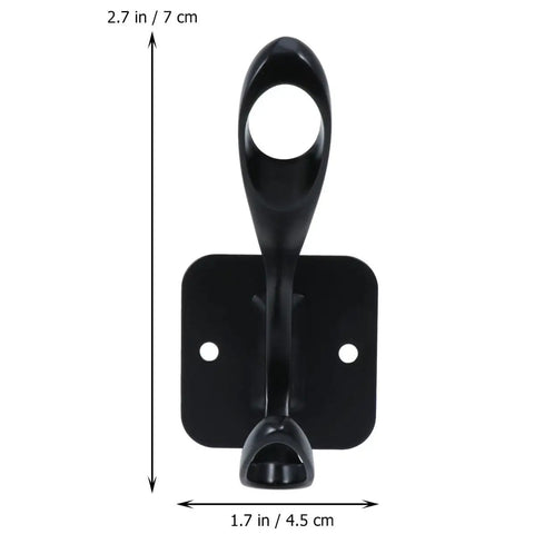 Vintage Matte Black Wall Hooks Set Of Five For Hanging Heavy Coats Umbrellas And Handbags Boasts Dope Industrial Vibes And Rock Solid Screw Mount Hardware - single hook front view with dimensions.