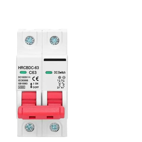 Built Like A Tank Heavy Duty Solar Circuit Breaker Tailored For Photovoltaic Systems With DC 1000 V Output And No Nonsense Overload Protection Switch Specs, front view.