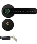 Beefed Up Smart Padlock With Touchless Fingerprint Entry And App Remote Control Rugged stainless steel shackle with keypad.