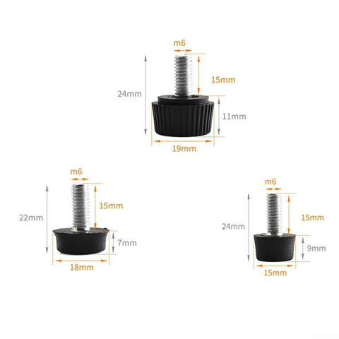 Heavy Duty Screw On Furniture Leveling Foot With M6 Thread And Plastic Base dimensions shown