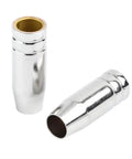 Heavy Duty 2 Pair Conical Nozzle Guards For Binzel Style Mig Welding Gun, 22mm outer diameter, shiny metal finish.