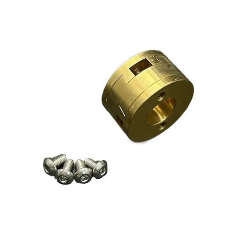 Upgrade Your BLV VzBoT 3D Printer Setup With These Awesome Square 18mm Oldham Couplers For T8 Z Axis Lead Screws, Perfectly Fitted Ramps Ensure Smooth Prints Every Single Time Without Any Wobbles Or Jitters. Brass Oldham coupler with screws for T8 Z axis lead screw