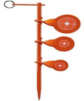 Rimfire Ready Screw In Triple Gong Spinner Target with durable steel construction for 22LR training, three dynamic targets