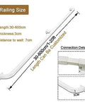 Custom Length Wall Mounted Galvanized Stair Railing Heavy Duty Non Slip Metal Banister Grip Tight Safety Grab Bar Built Tough As Nails For Indoor Outdoor Steps That Rock dimensions of railing 30-600cm length, 3cm thickness, 7cm distance from wall.