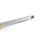 YUFUTOL mini carbide woodturning tool with wooden handle, brass ferrule, and carbide tip at the blade end.