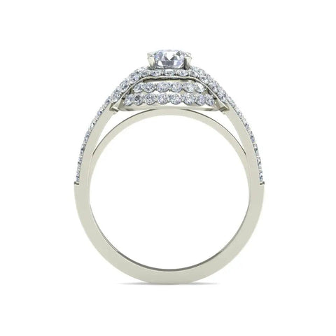 Two Stone Moissanite Ring With Silver Plated Band For Women Dope Sparkle Jewelry Gift Idea For Her Everyday Wear That Shines Like Real Diamond And Complements Any Outfit, side view
