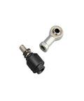 Floating Ball Joint End With Female Piston Rod And Ball Head Universal Pneumatic Cylinder Mounting Knuckle Bearing M18 By 1.5 Floating Male Thread Built To Last Heavy Duty Mechanical Linkage For Projects. Silver and black M18x1.5 pneumatic cylinder ball joint end