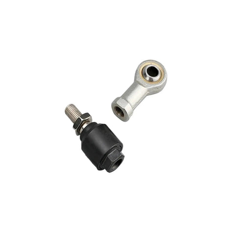 Floating Ball Joint End With Female Piston Rod And Ball Head Universal Pneumatic Cylinder Mounting Knuckle Bearing M18 By 1.5 Floating Male Thread Built To Last Heavy Duty Mechanical Linkage For Projects. Silver and black M18x1.5 pneumatic cylinder ball joint end