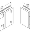 Technical diagram of Standard Duty Adjustable 180 Degree Glass To Glass Hinge In Matte Black For 3/8 To 1/2 Inch Doors Up To 32 Inch Wide And 120 Lb.