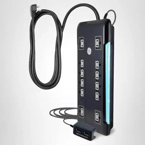 Turn One Outlet Into Twelve With Tethered USB Ports Surge Protector, 8 Ft Cord, Flat Plug, 4320 Joules, Power Filter shown
