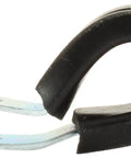 Beefy 3/8 Inch Rubber Cushioned Steel Cable Straps, side view, showing rubber-lined steel and 1/4 inch mount hole for wiring