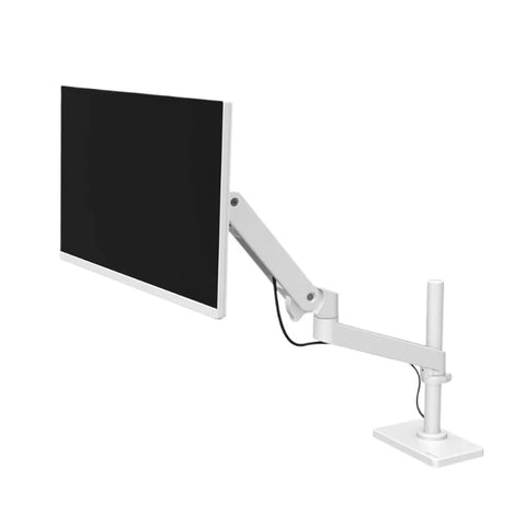 Rock Solid High Pole Desktop Monitor Stand With Heavy Gauge Aluminum Robotic Lifting Arm And Secure Vise Clamp for height adjustment