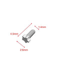 Replacement Gray 316L Stainless Steel Watch Case Screws, Head 2.5mm, Length 4.5mm, End 1.4mm, 4-Pack, with dimensions