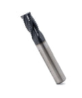 Angled view of roughing end mill: JESTUOUS HSS, square-nose, 4-flute, 3/8 in shank