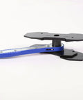G-PLUS 360° brake caliper press tool with blue handle and black plates, side view
