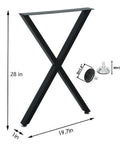Rock Solid Heavy Duty 28 Inch Metal Dining Table Legs Set Of 4 With Adjustable Feet And X Frame For DIY Tables Black Pre Drilled