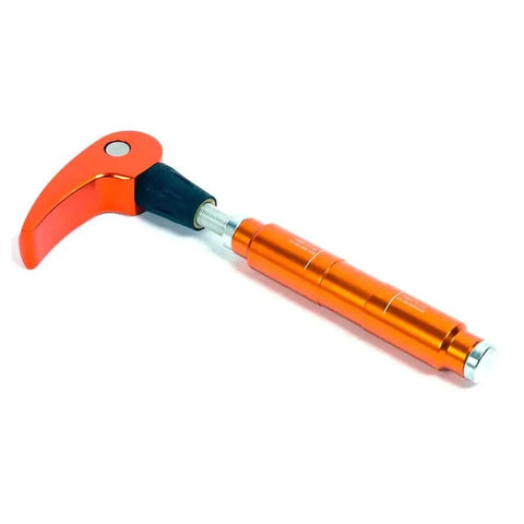 Orange anodized Trio Fork Adapter 12mm x 100mm Thru Axle Tube for Roof Rack Mount with easy install and security system.