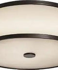 Outdoor Bronze Flush Mount Ceiling Light Three Light Fixture 14 Inch Wide 5 Inch High E26 Medium Base Dimmable With Compatible Bulbs