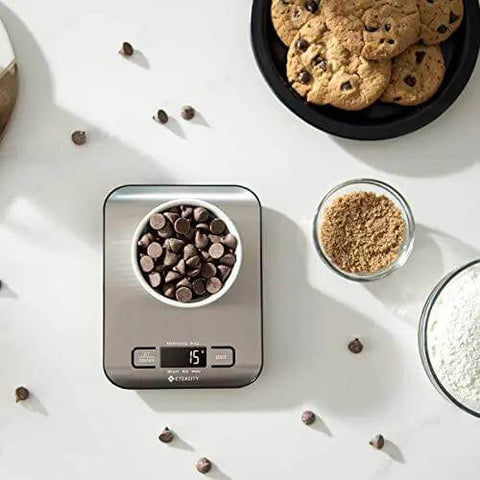 Digital Kitchen Scale With Grams And Ounces For Weight Loss, Baking And Meal Prep, Stainless Steel Compact Design, LCD Display, cookies