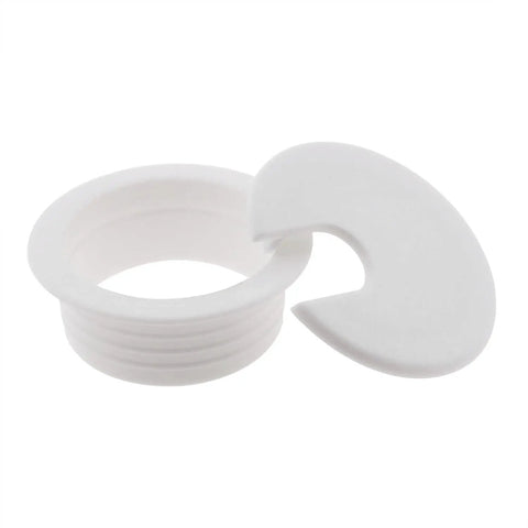 Solid White Desk Grommet Cable Cover Built Dense Abs Plastic For One Point Five Inch Cutouts with smooth removable sleeve