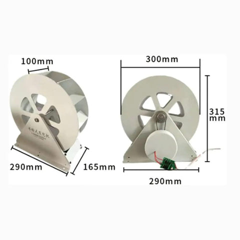 Water Turbine Generator Kit For Your DIY Home Power Production Low Speed Disc Type Hydroelectric Generator front and side view